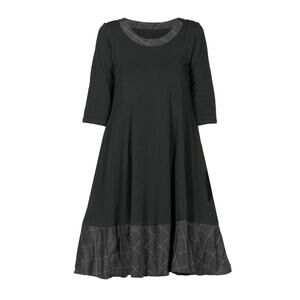 Luukaa Women's Black Midi Cotton Dress Size 14 White Stitch Detail NWT